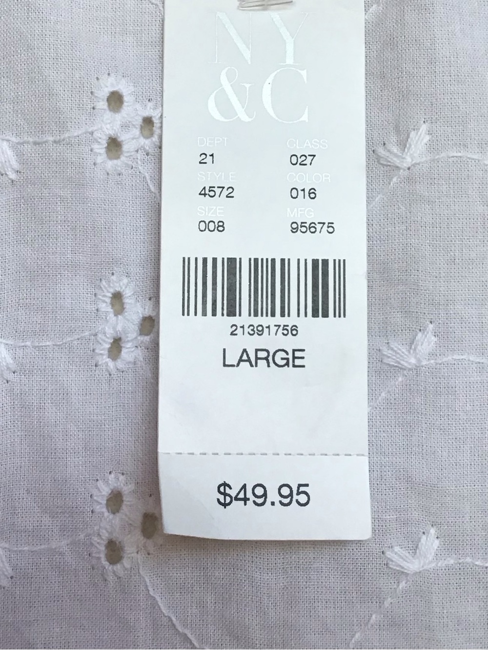 New York & Company White Eyelet Ruffle Trim Blouse NEW - Picture 6 of 7